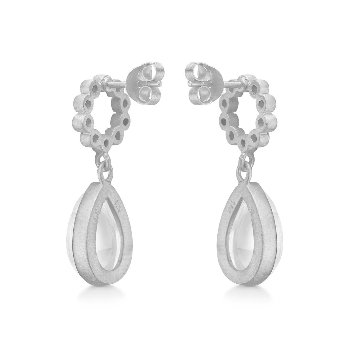 Frk Lisberg Cherie Sterling Sølv Øreringe med Hvid Kvarts