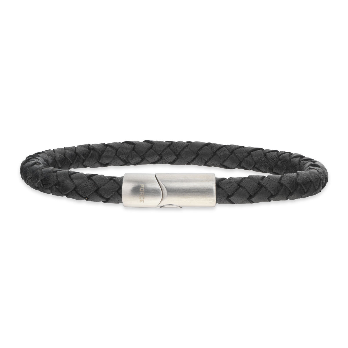 FORCE ARMBÅND SORT LÆDER STÅL LÅS 21CM