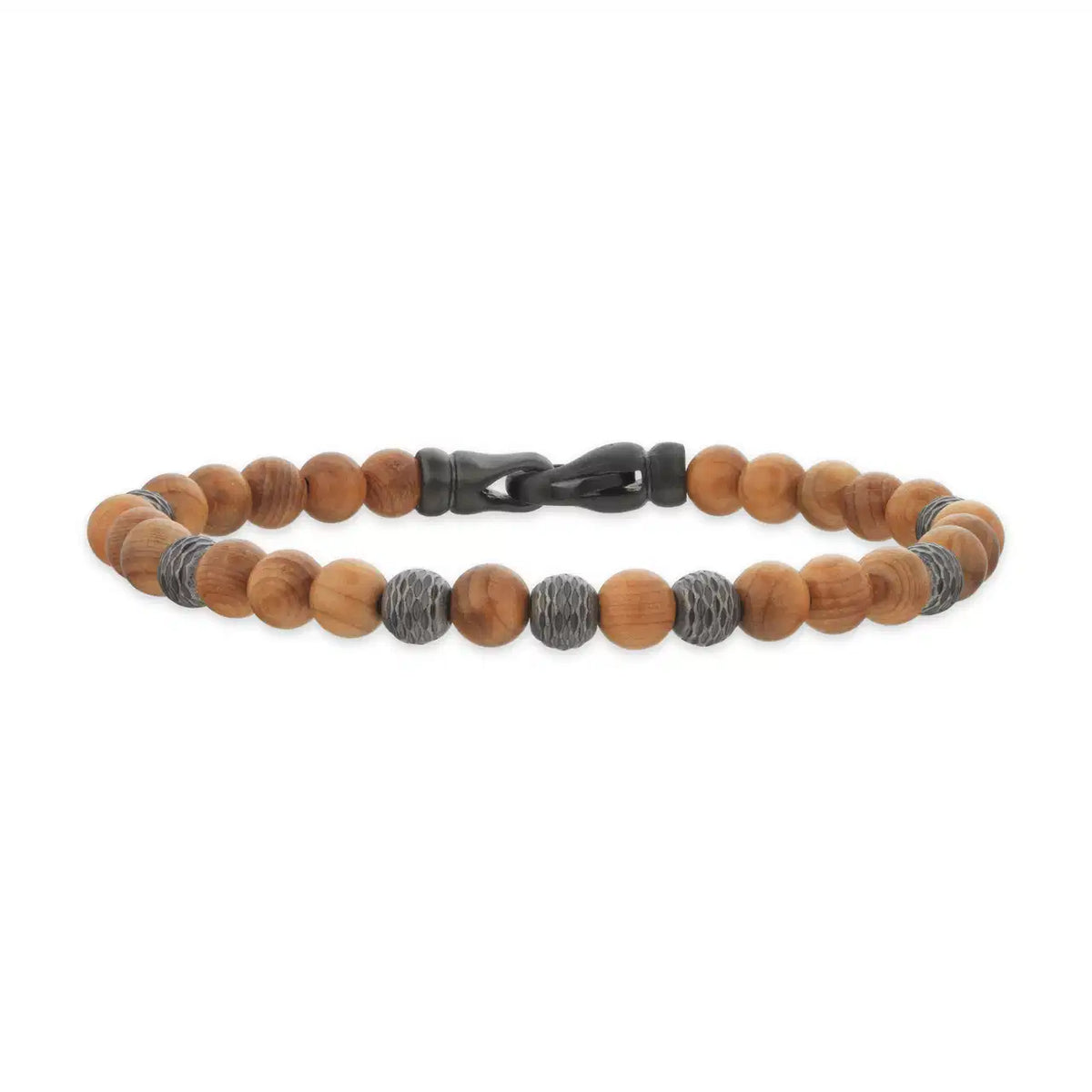 FORCE ARMBÅND BRUNE TRÆ BEADS OG STÅL