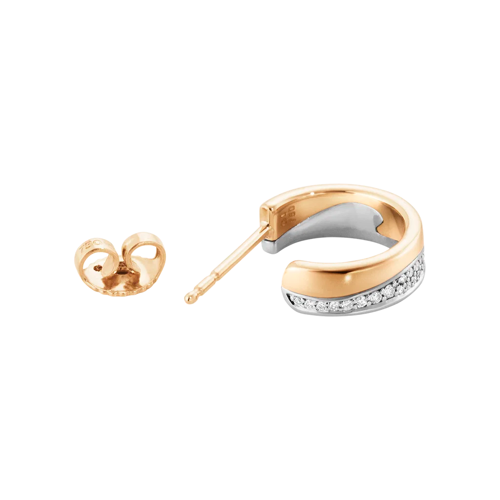 FUSION SMALL EARHOOP 1637A RG WG PAVÉ 0.18 CT