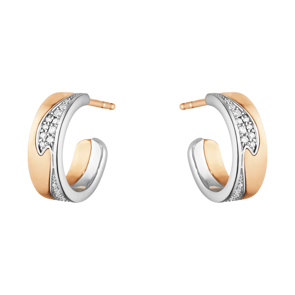 FUSION SMALL EARHOOP 1637A RG WG PAVÉ 0.18 CT