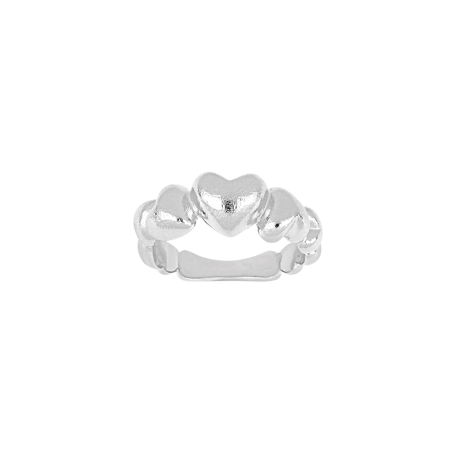 SØLV RHOD. HJERTE RING