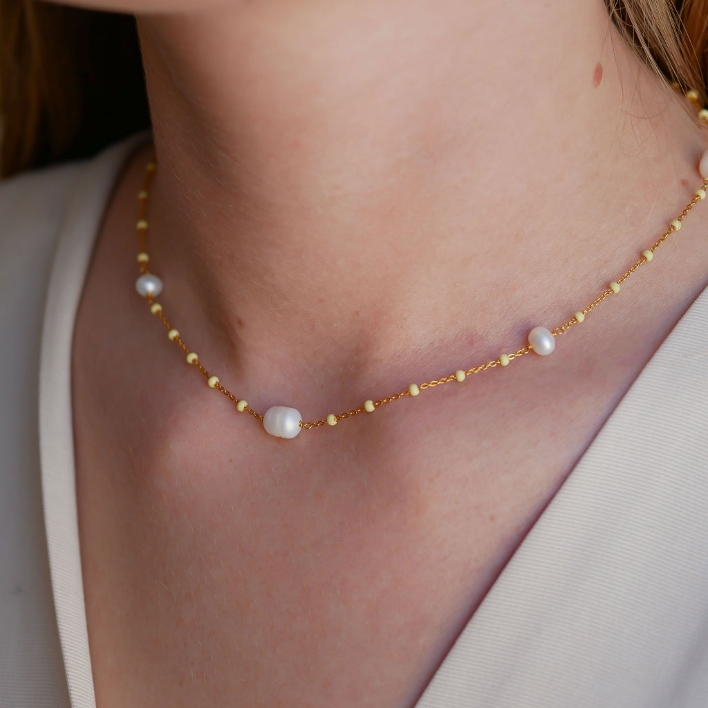 Enamel Lola Perlita Halskæde i Forgyldt Sølv N68G
