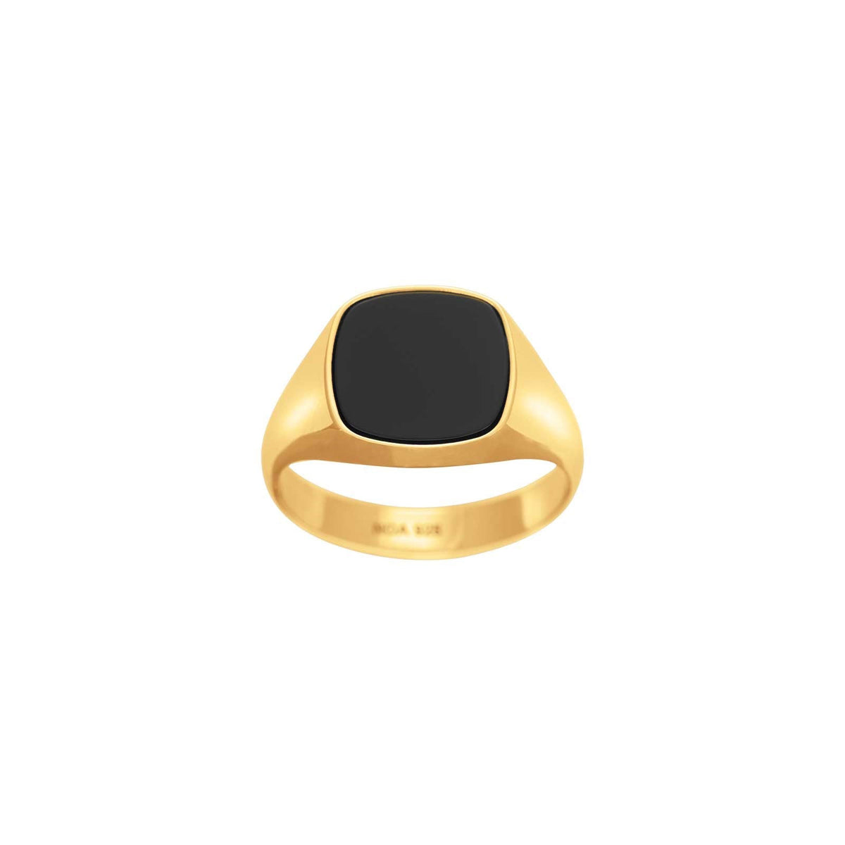 SON STÅL RING IP GOLD MED BLACK AGATE