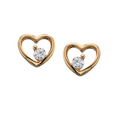 ØREPYNT HJERTE SYN.ZIR. 8 KT.