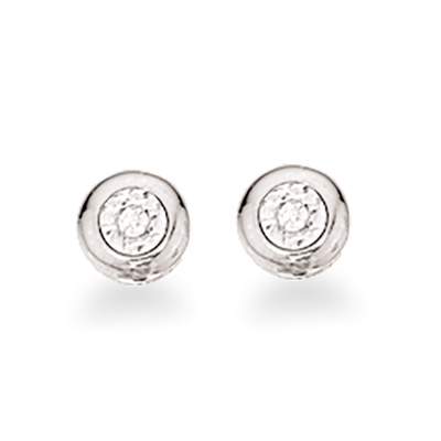 ØREPYNT LILLE DONUT 0,02 H-W/SI 8 KT HVIDGULD