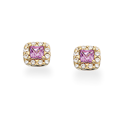 DIANA ØREPYNT ROSET 0,12 H-W/SI-PINK SAFIR 14 KT