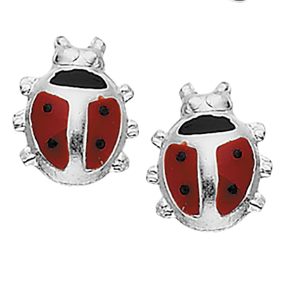 ØRESTIK STOR MARIEHØNE SØLV