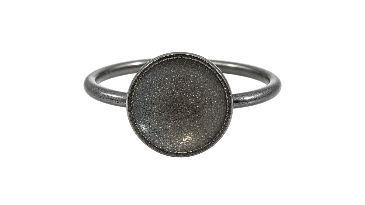 SØLVOXIDERET RING 10MM SKÅLEFORMET MAT*