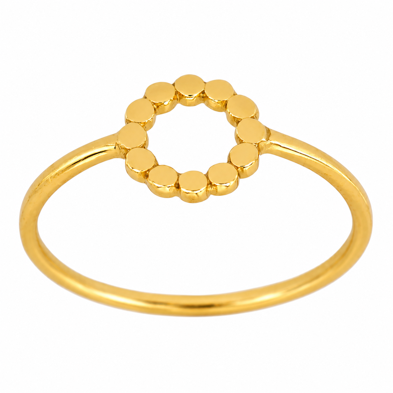 SØLVFORGYLDT RING, FLAD KUGLE CIRKEL 9MM