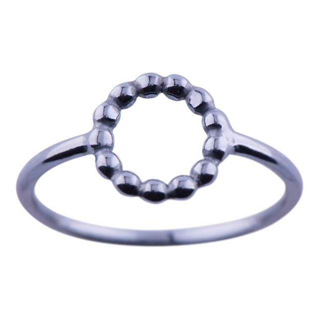 OXYDERET SØLVRING, KUGLE CIRKEL 9MM*