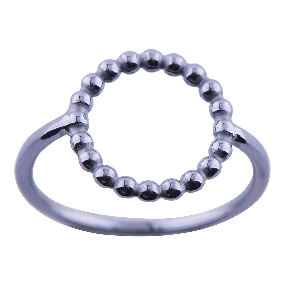 OXYDERET SØLVRING, KUGLE CIRKEL 14MM
