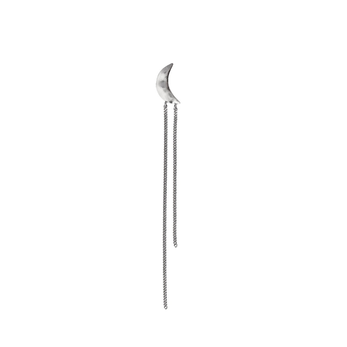 BELLA MOON EARRING WITH LONG CHAINS SILVER - SINGLE