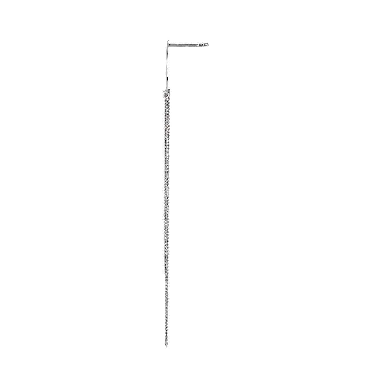 BELLA MOON EARRING WITH LONG CHAINS SILVER - SINGLE