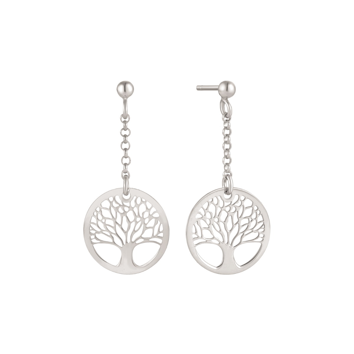 SØLV ØREHÆNGER RHODINERET KÆDE MED LIVET