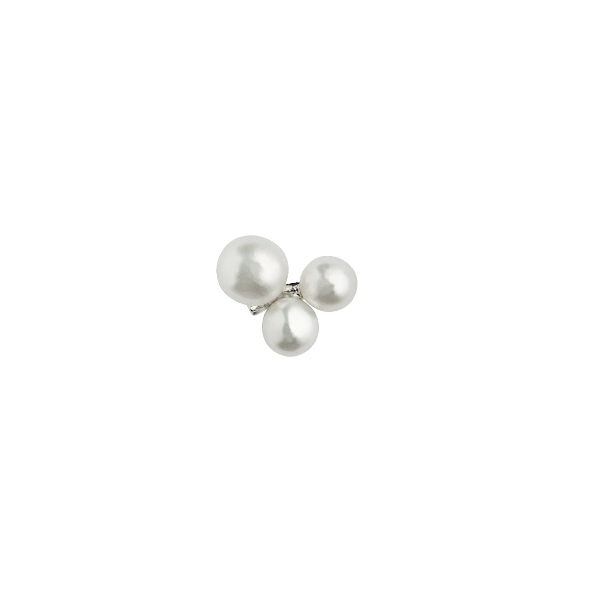 THREE PEARL BERRIES EARRING SILVER - SINGLE