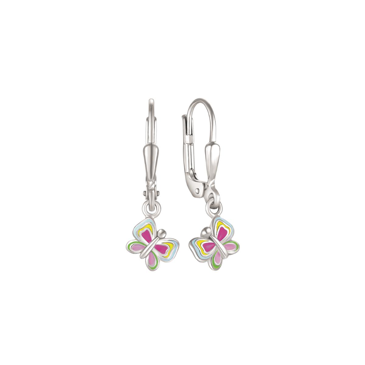 SØLV ØREHÆNGER RHODINERET SOMMERFUGL MED