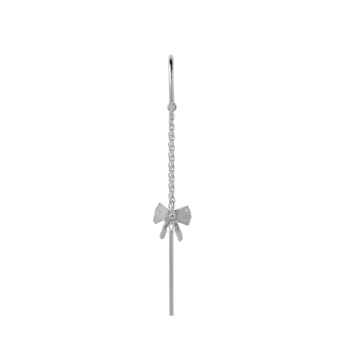 PETIT BOW DOUBLE CHAIN EARRING SILVER - SINGLE