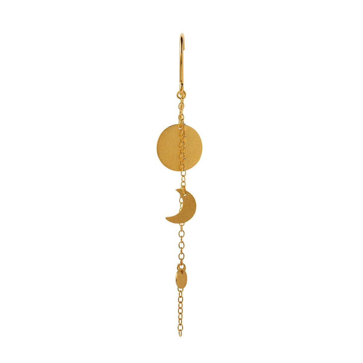 SUN AND MOON EARRING WITH CHAIN - SINGLE