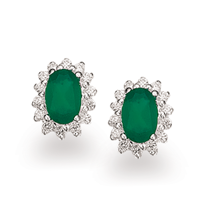 ØREPYNT ROSET GRØN SYN.ZIR./ZIR. SØLV