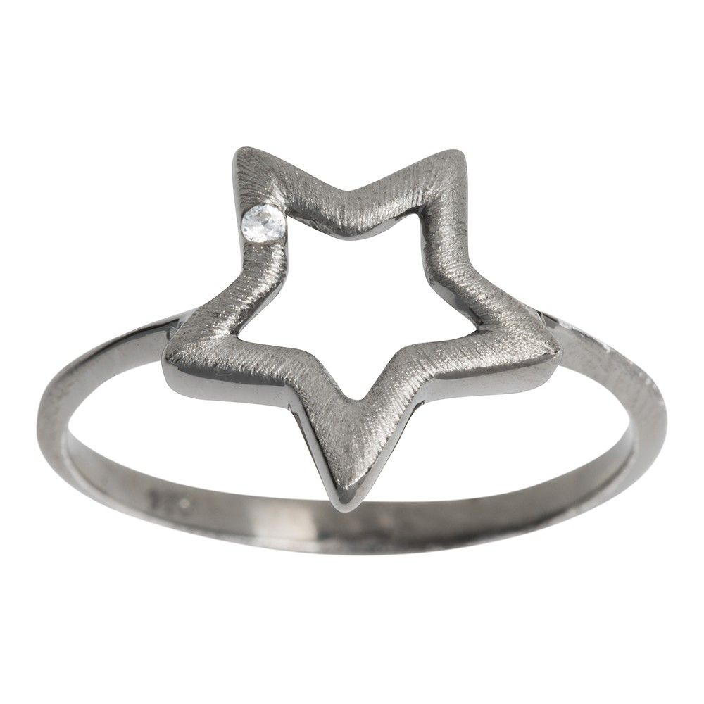 STJERNE SØLV RING M/ SORT RHODIUM - M/CZ