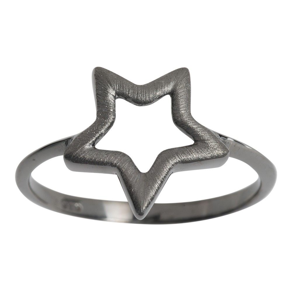 STJERNE SØLV RING M/ SORT RHODIUM