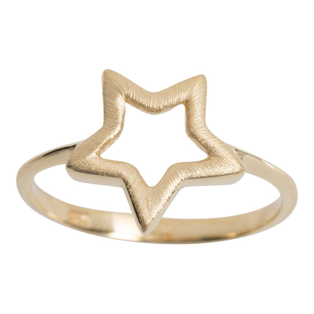STJERNE SØLV FORGYLDT RING