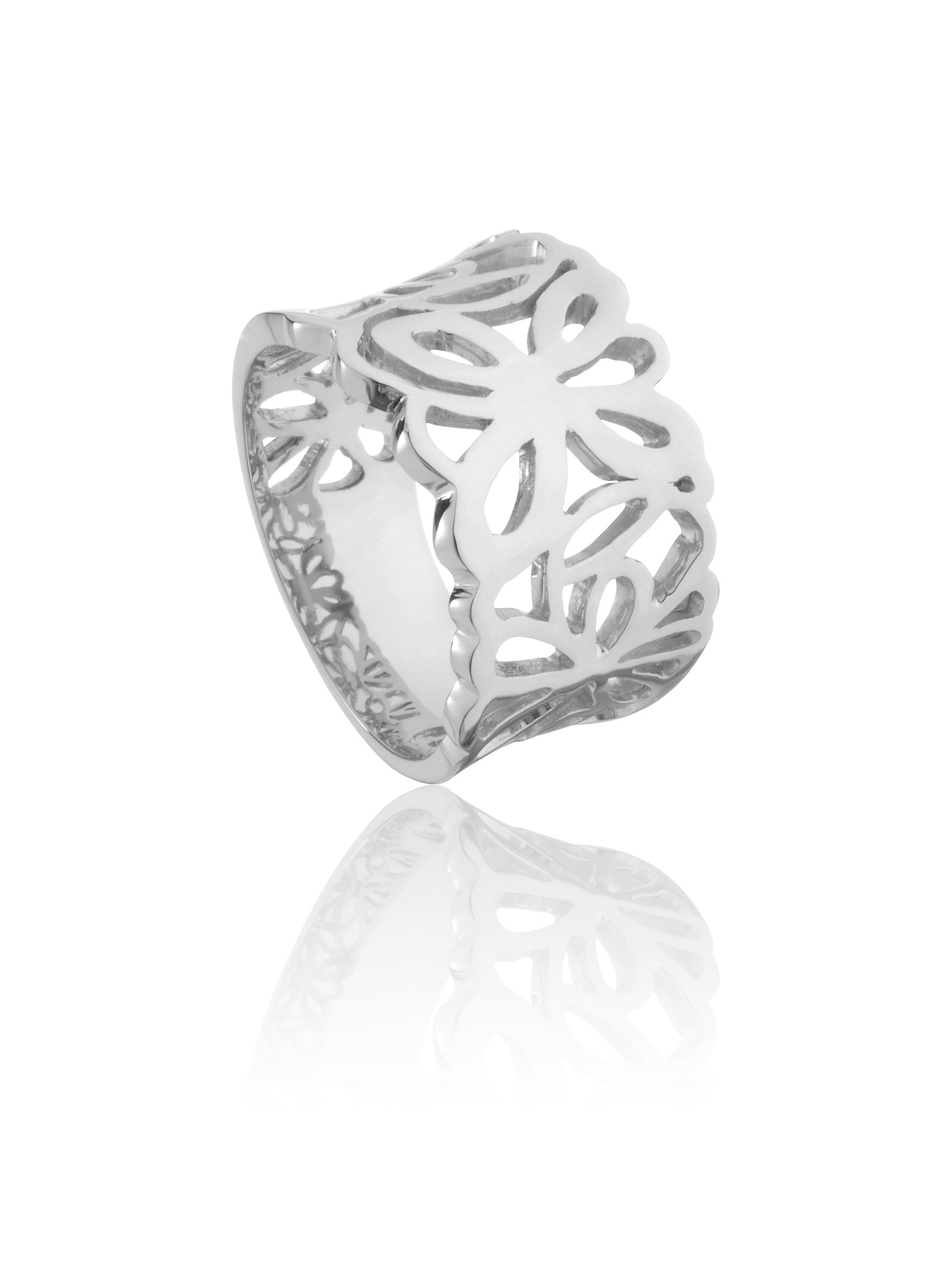 14 KT HVIDGULDS SOMMERFUGLE RING