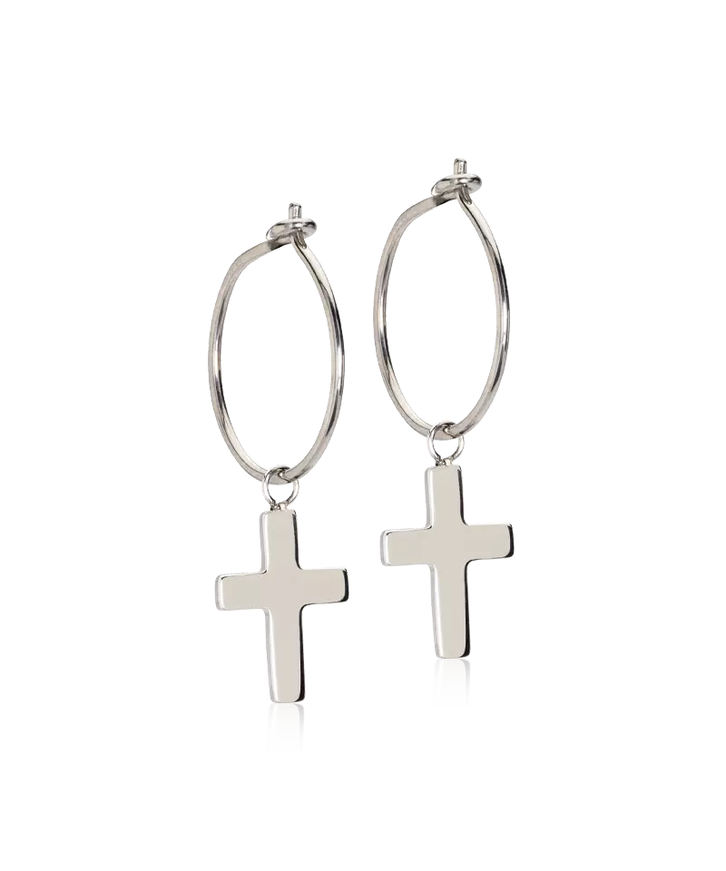 NT EAR RING 14 MM, PENDANT CROSS 11 MM