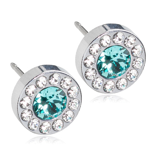 BLOMDHAL ØRESTIK KRYSTAL/TURQUISE
