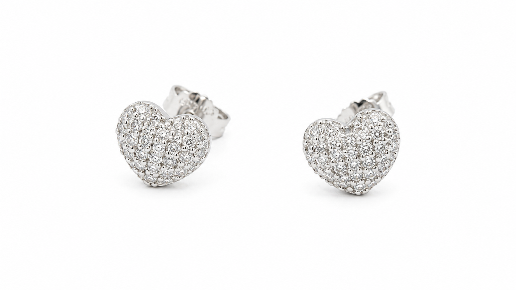 14KT.HVG.ØRESTIK HEJRTE 44X0,005CT