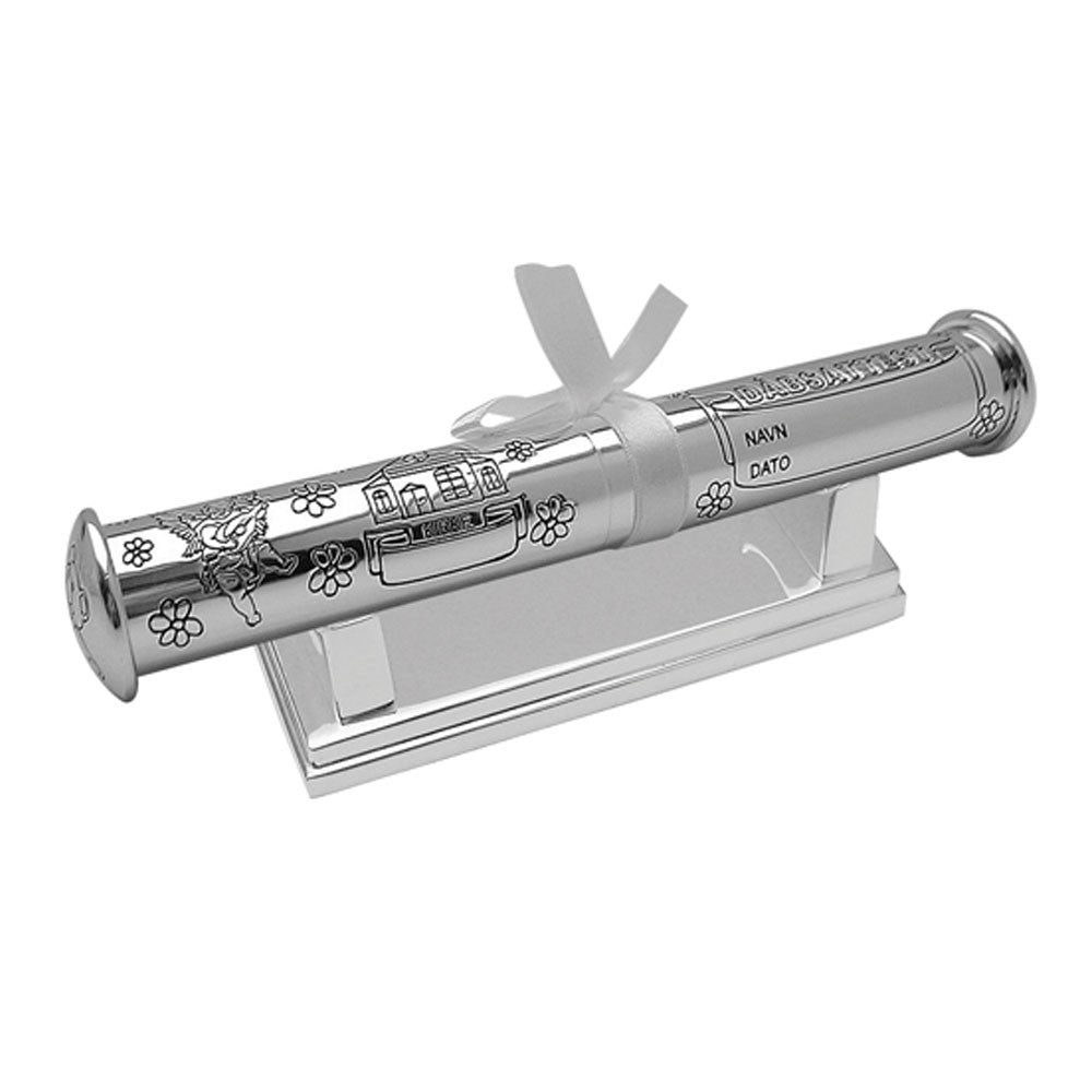 DÅBSRØR MED HOLDER I SØLVPLET