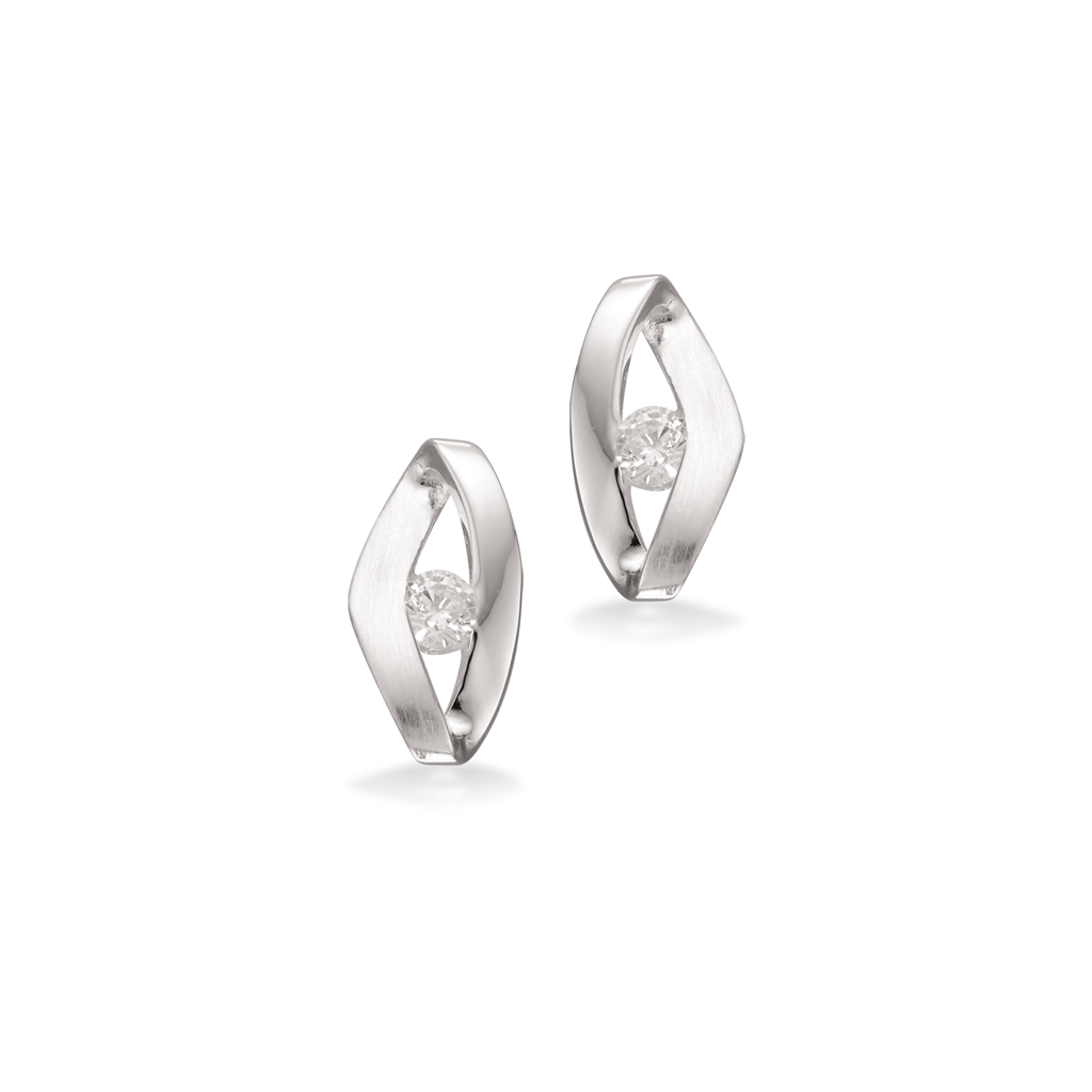 ØRERINGE MAT/BLANK CUBIC ZIR. SØLV