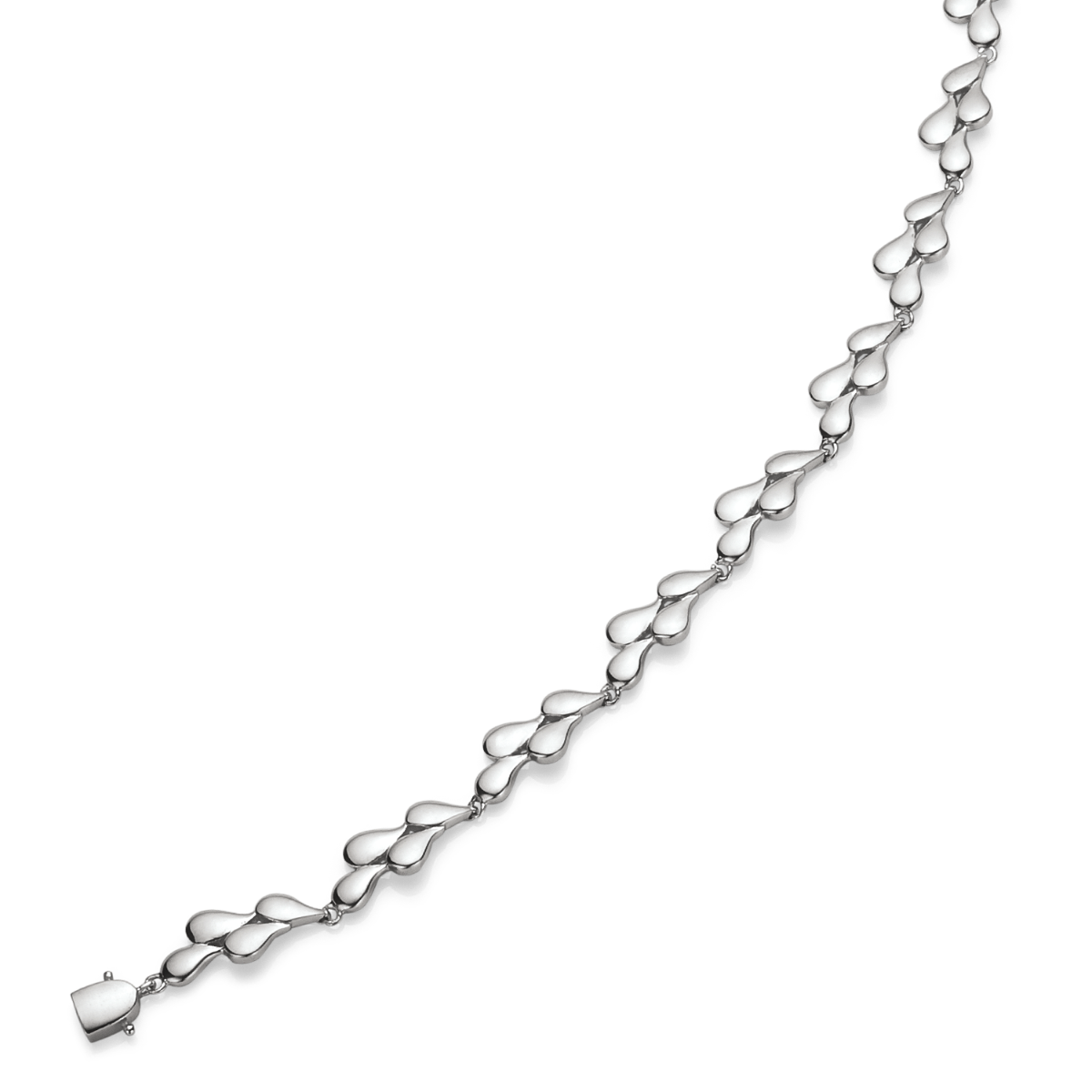 SØLV HALSKÆDE RHODINERET SKÆVE DRÅBER.