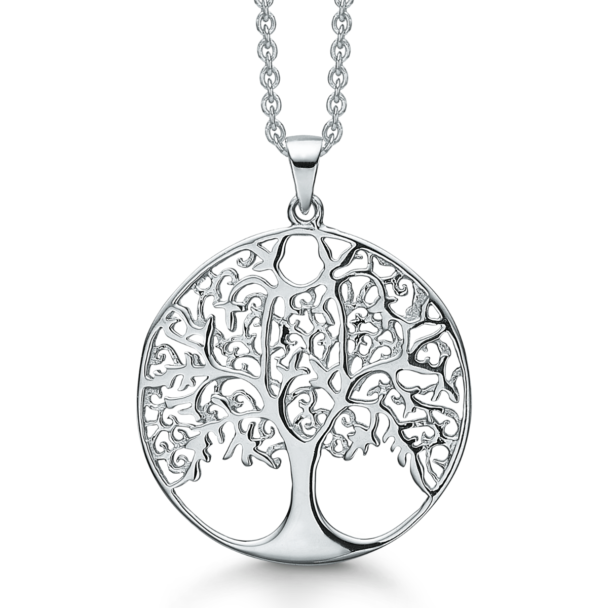 SØLV COLLIER LIVETS TRÆ I CIRKEL