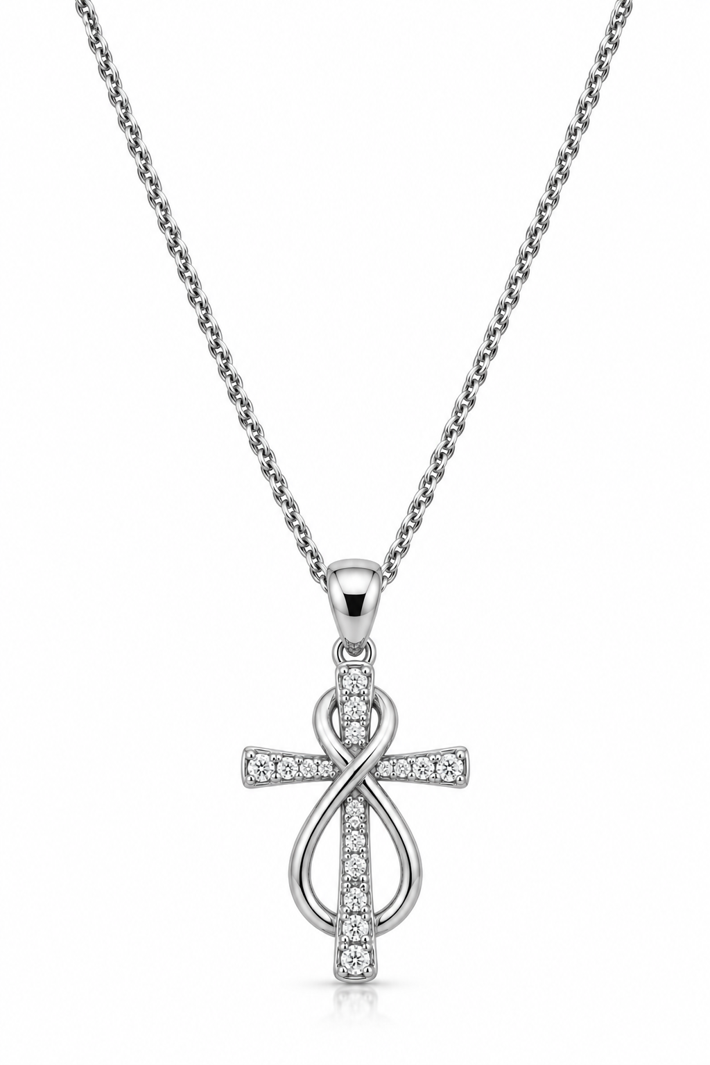 SØLV COLLIER KORS/EVIGHEDSTEGN M.ZIR