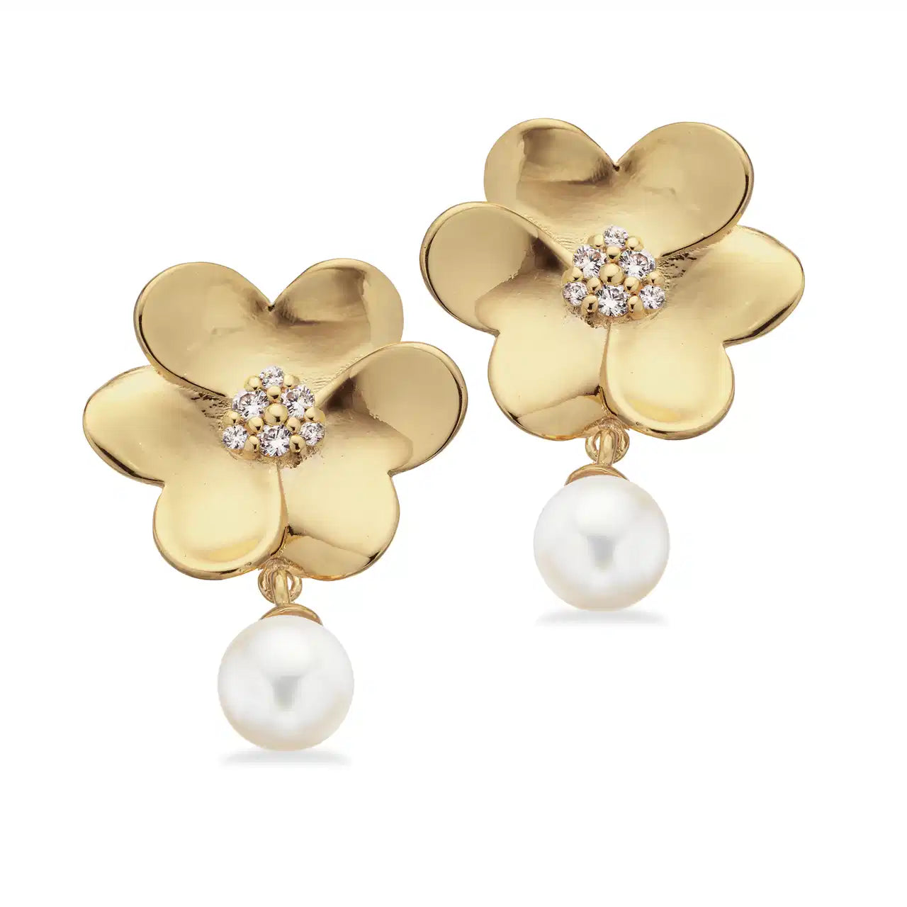 ØREHÆNGERE FKP./BLOMST CUBIC ZIR. SØLV FG.