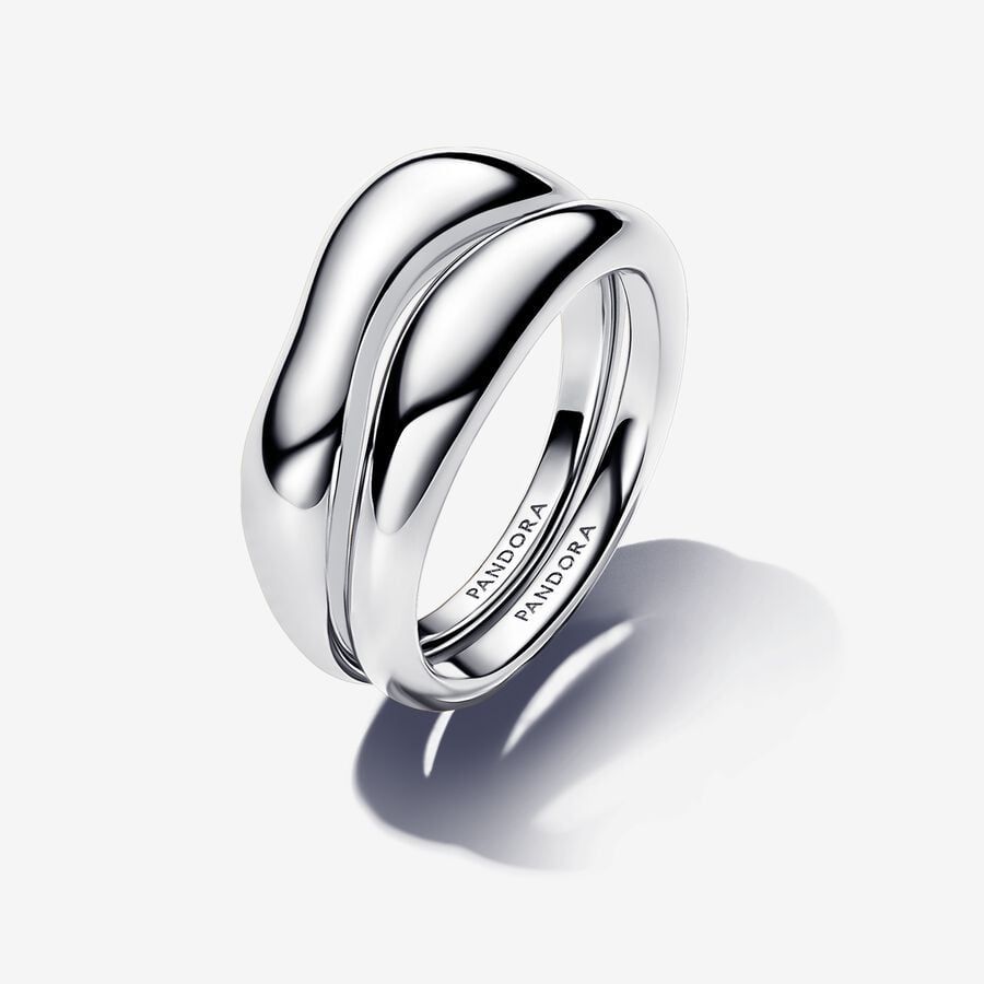 RING STACKABLE ORGANICALLY SHAPED STACKING RINGS STERLING SILVER