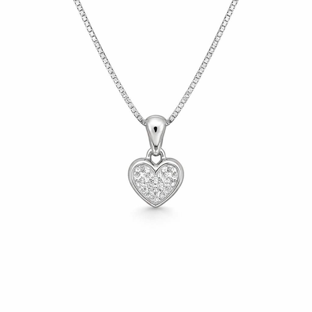 SØLV VEDH.HJERTE M.ZIR+KÆDE