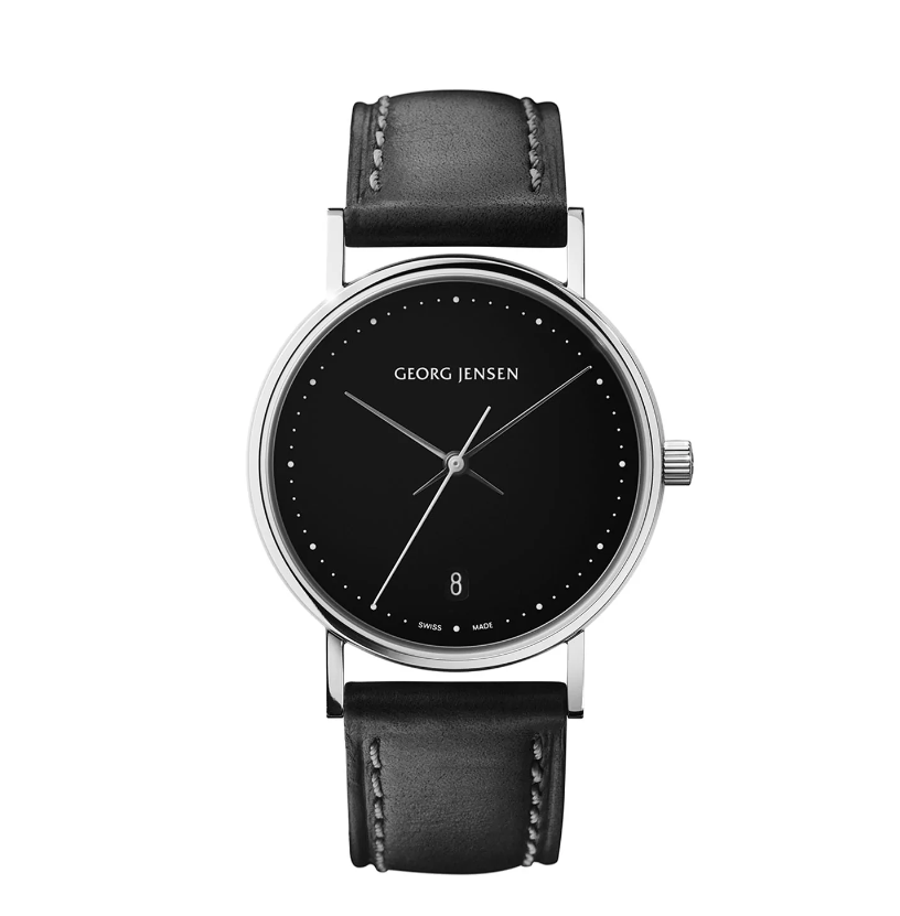 HK321 32MM 3H QUARTZ, BLACK DIAL, BLACK CALF