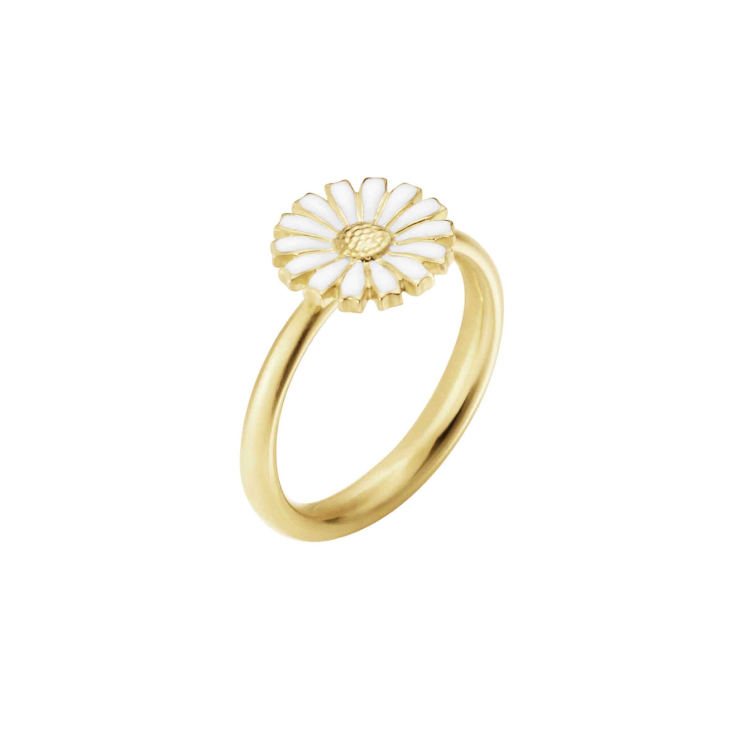 DAISY PLAIN SHANK 2025 RING SILVER GP WHITE ENAMEL 11 MM