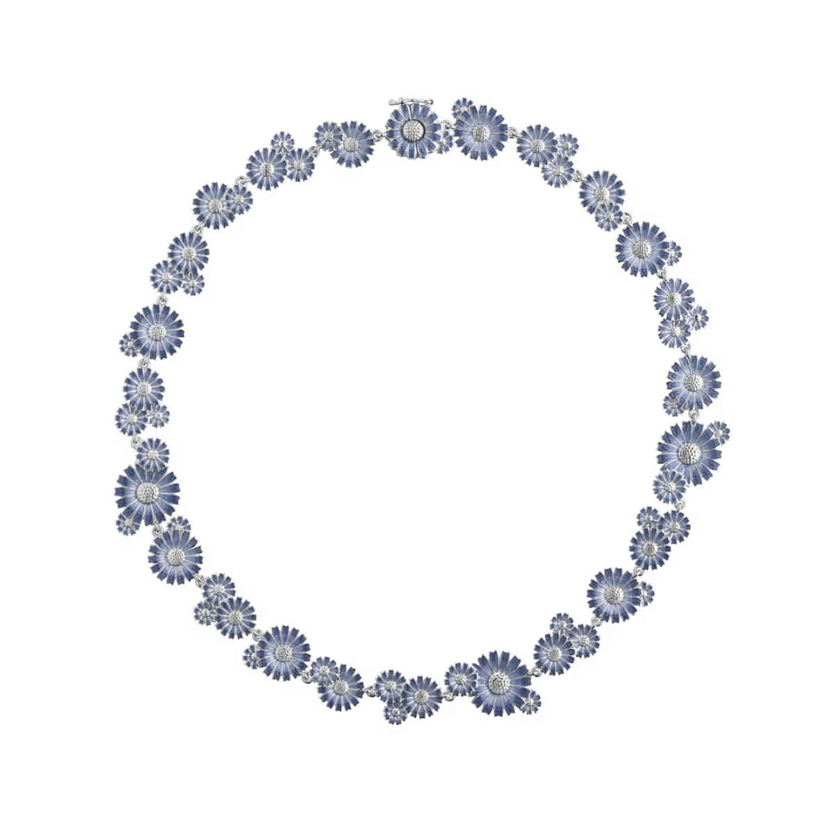 DAISY LAYERED NECKLACE SILVER RH BLUE ENAMEL ML