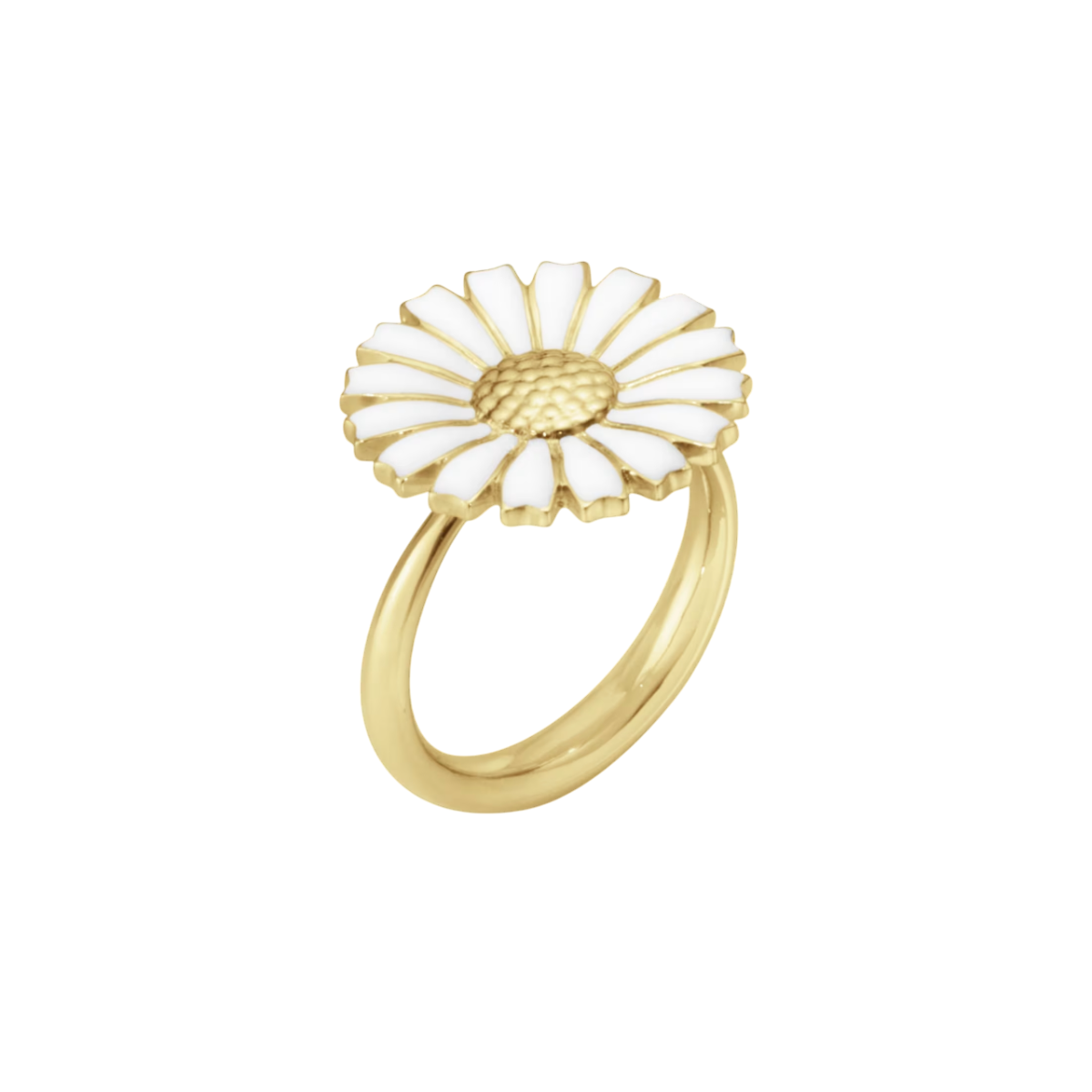 DAISY PLAIN SHANK RING SILVER GP WHITE ENAMEL 18 MM