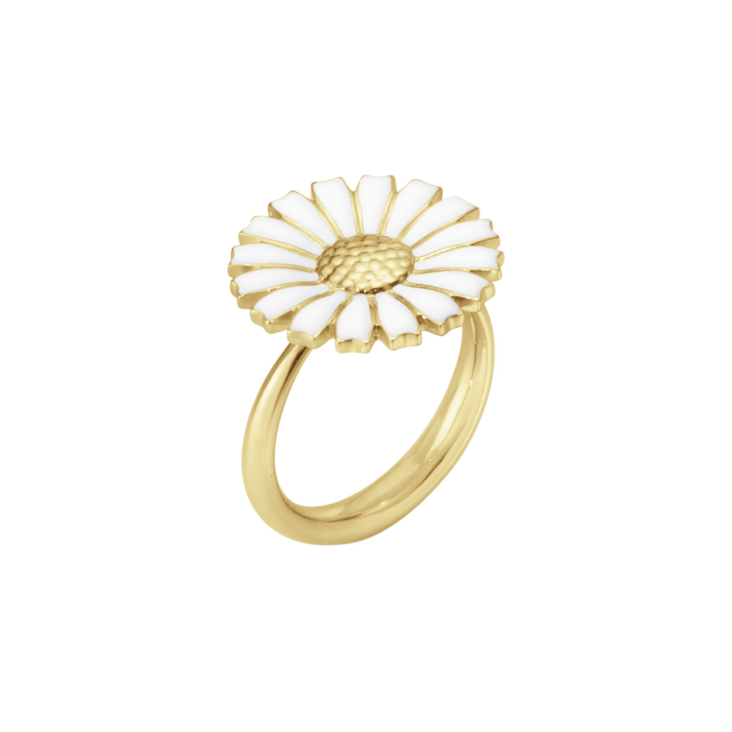 DAISY PLAIN SHANK RING SILVER GP WHITE ENAMEL 18 MM 52