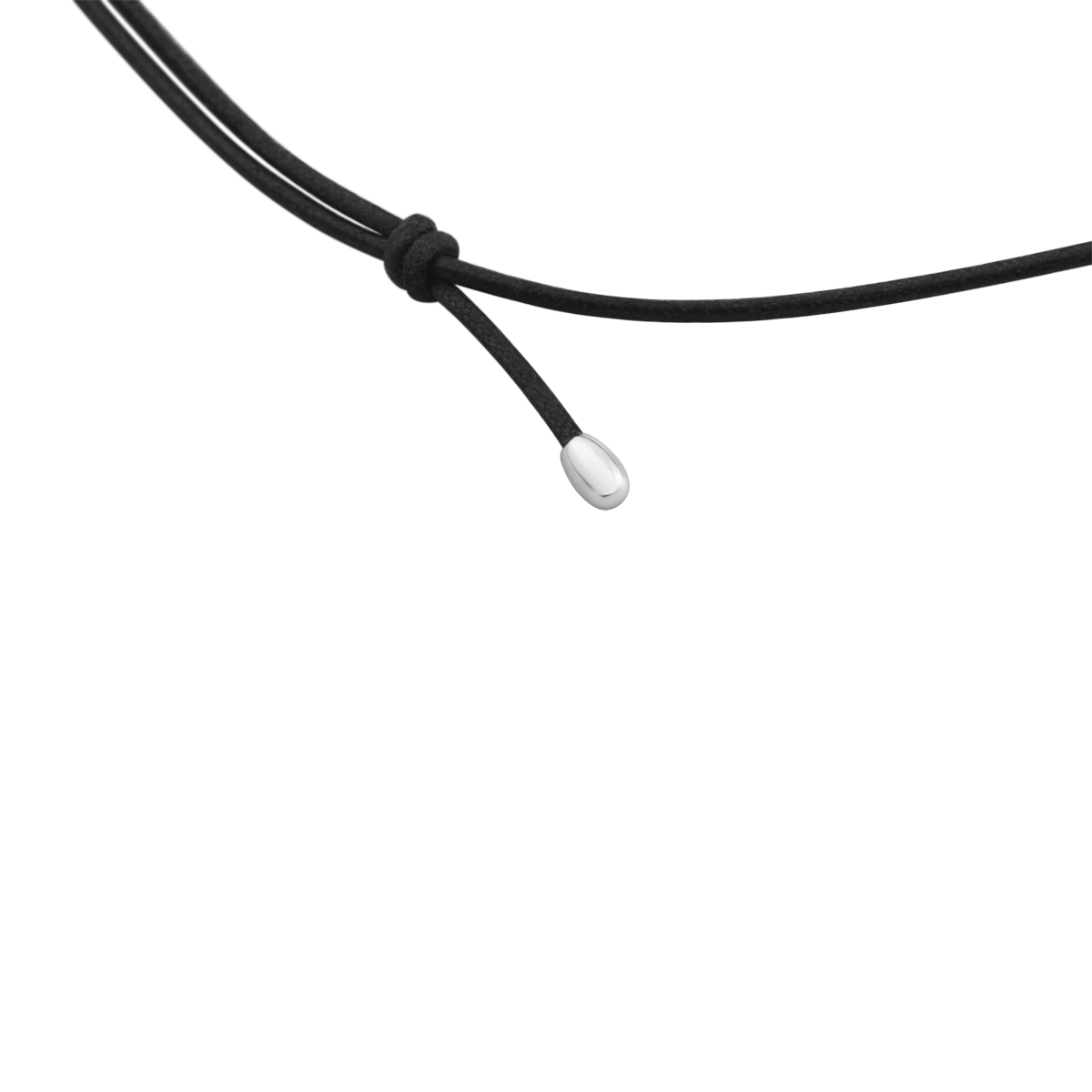 NECKLACE BLACK CORD THIN SILVER