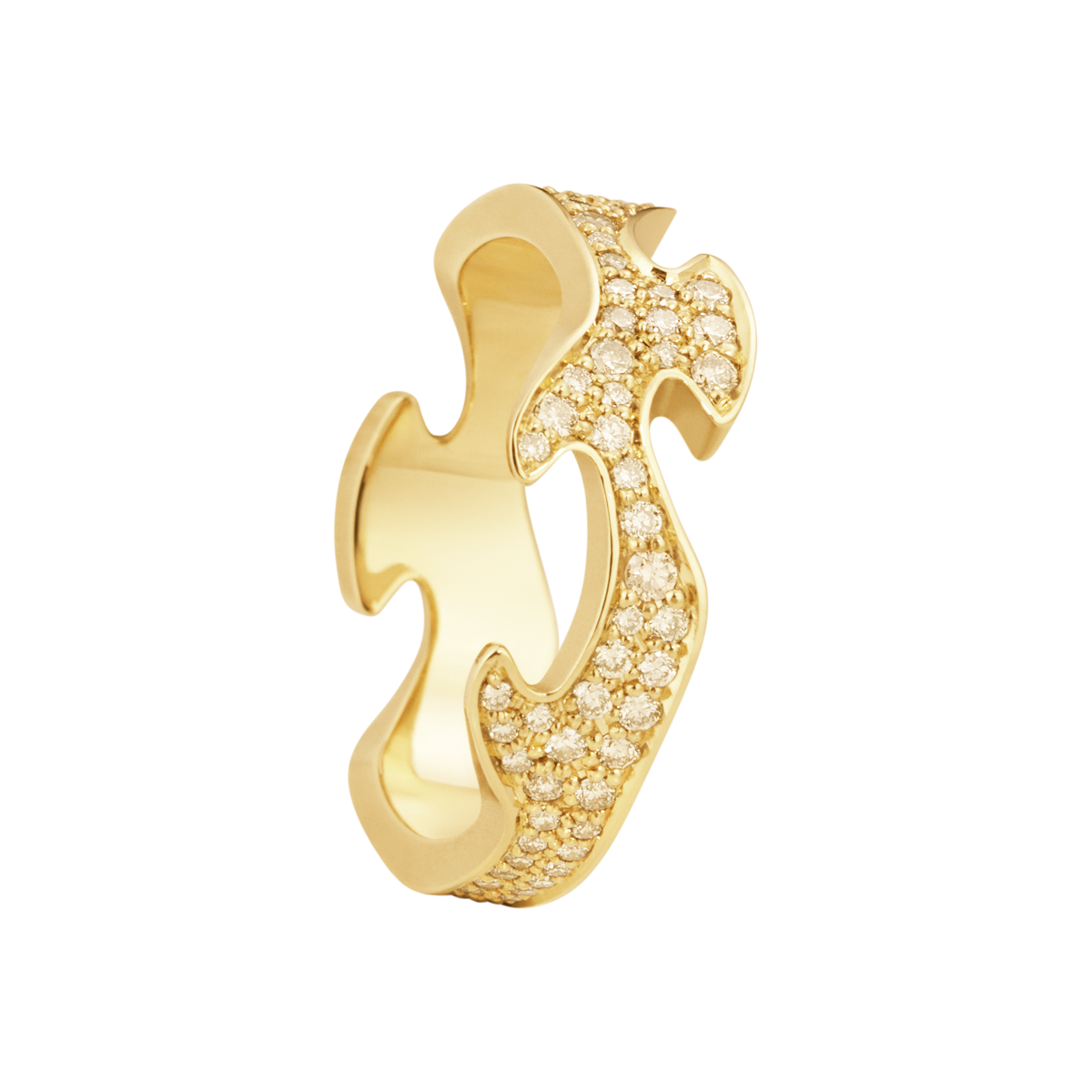 FUSION CENTRE RING 1370 YG CHAMPAGNE DIA PAVE 0.63 CT