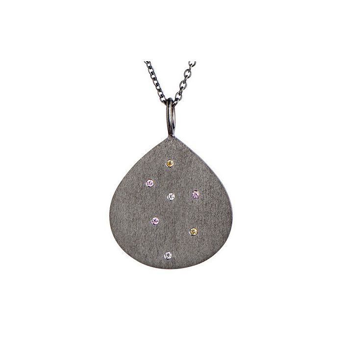 SØLV HALSKÆDE BIG CONFETTI SHELL BLACK