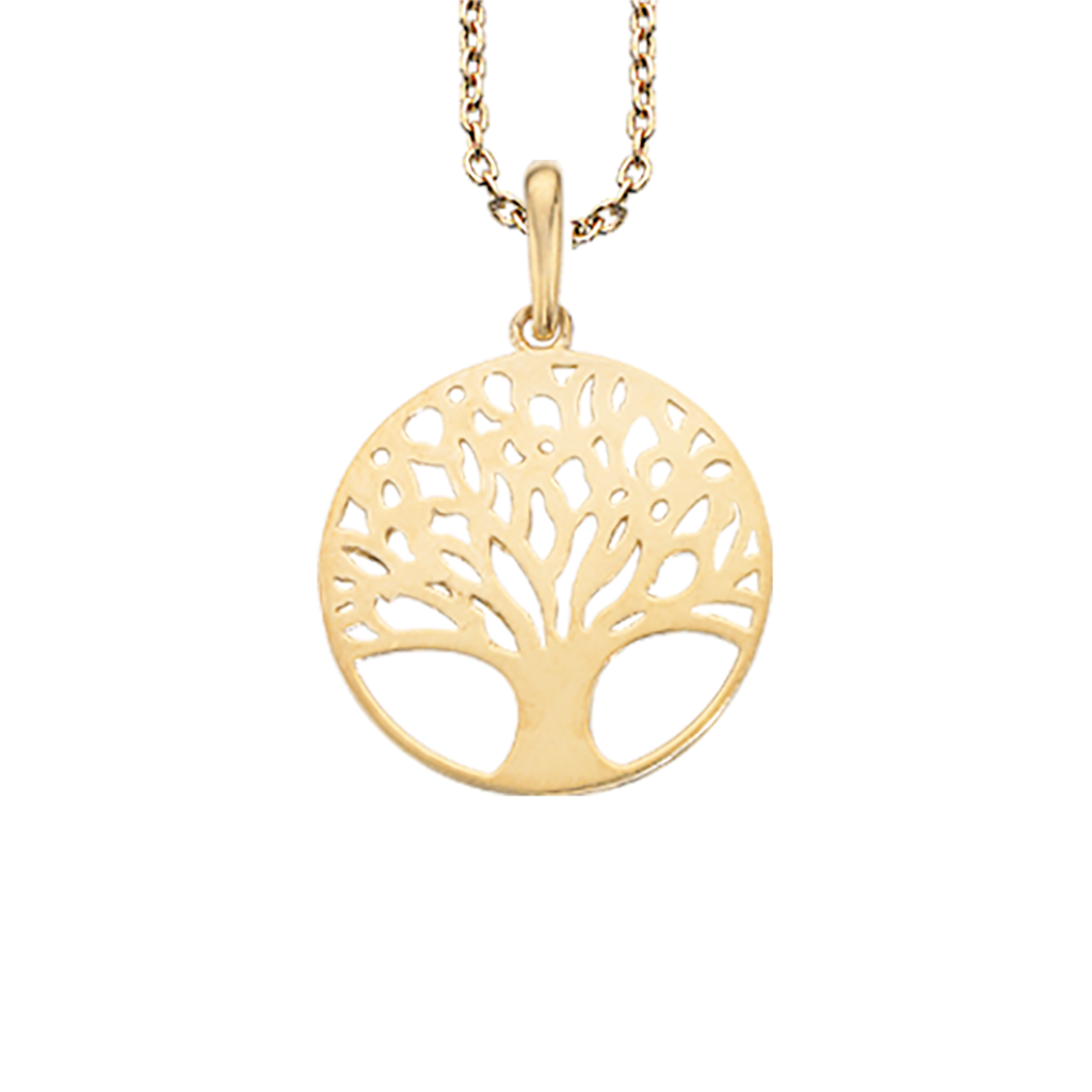 VEDHÆNG LIVETS TRÆ 13 MM. 8 KT. M/ SØLVKÆDE