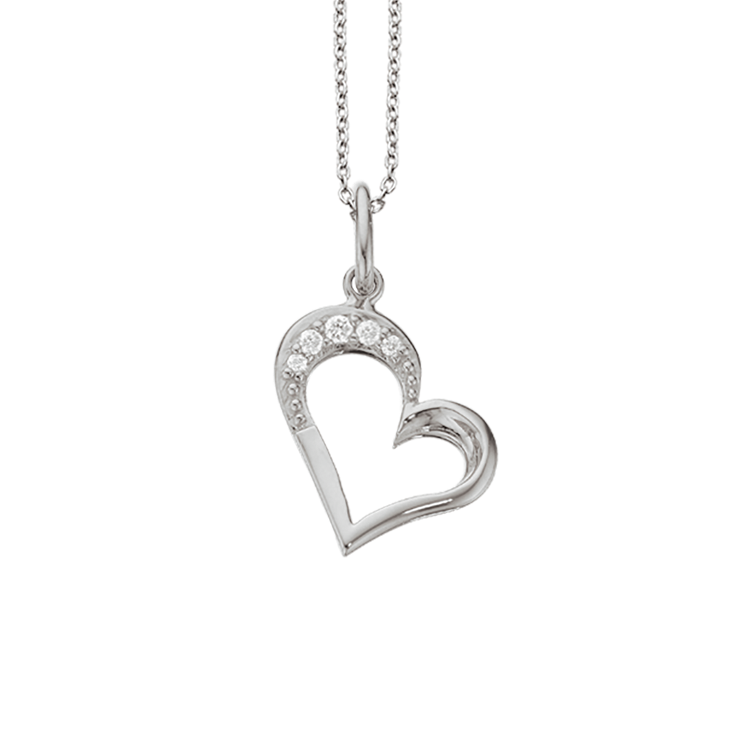 HJERTE 0,025 H-W/SI 14 KT.M/ SØLVKÆDE