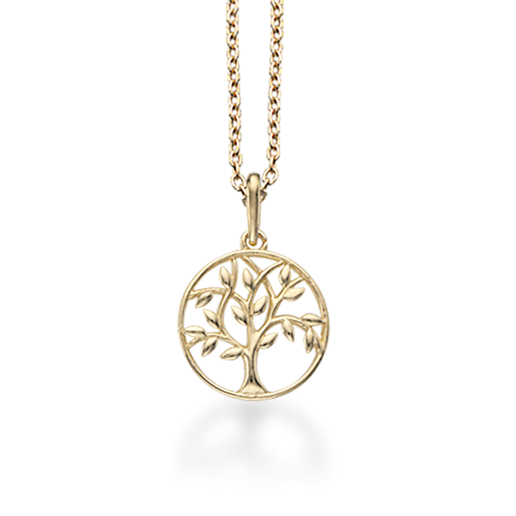 VEDHÆNG LIVETS TRÆ 12 MM. 8 KT. M/SØLVKÆDE